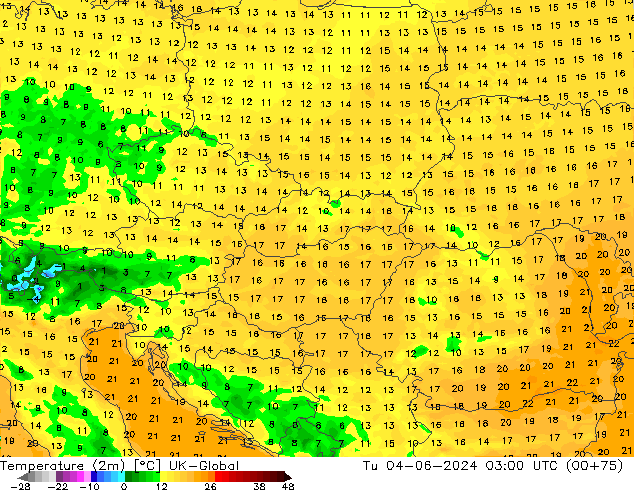 Temperatura (2m) UK-Global mar 04.06.2024 03 UTC