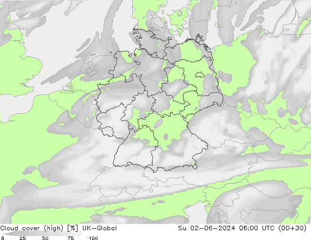 Nubes altas UK-Global dom 02.06.2024 06 UTC