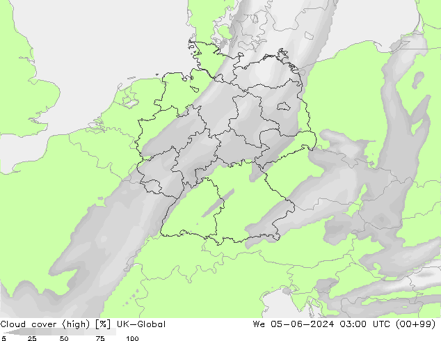 Nuages (élevé) UK-Global mer 05.06.2024 03 UTC