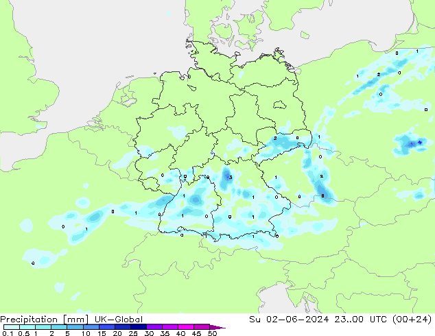 Precipitation UK-Global Su 02.06.2024 00 UTC