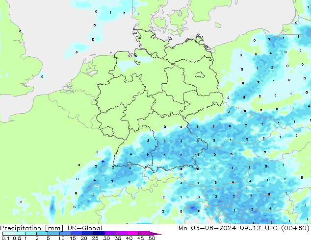 Precipitazione UK-Global lun 03.06.2024 12 UTC