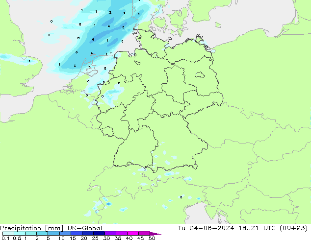 Srážky UK-Global Út 04.06.2024 21 UTC