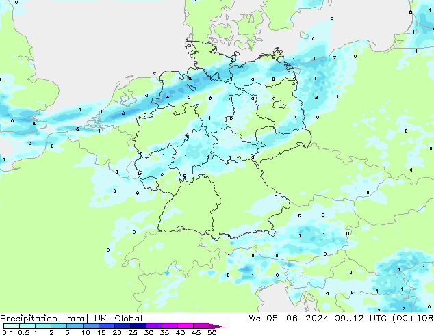 Precipitación UK-Global mié 05.06.2024 12 UTC