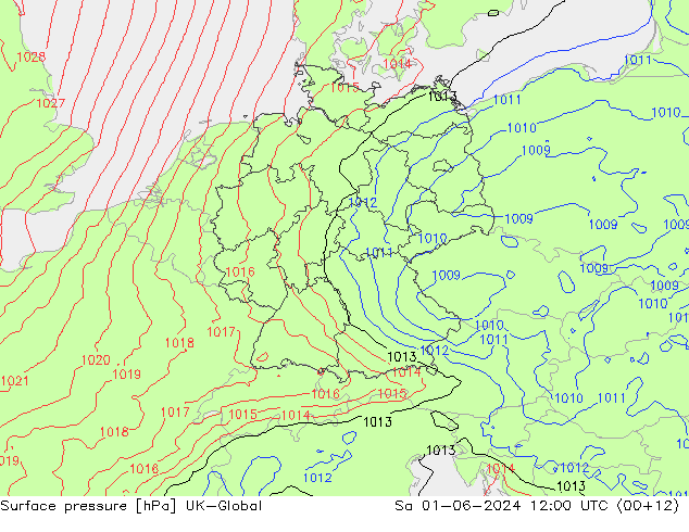 приземное давление UK-Global сб 01.06.2024 12 UTC