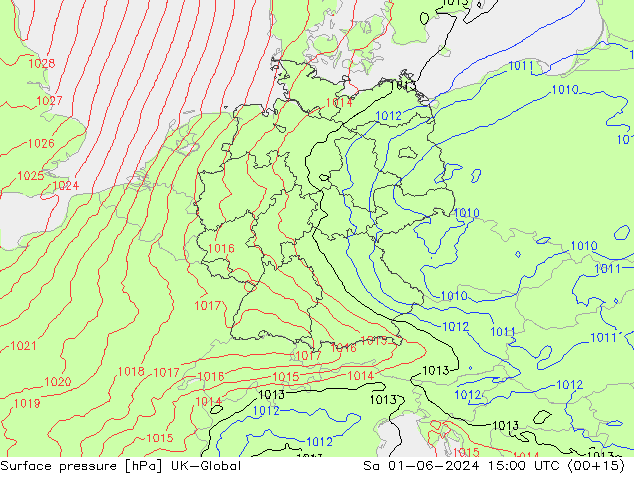 приземное давление UK-Global сб 01.06.2024 15 UTC