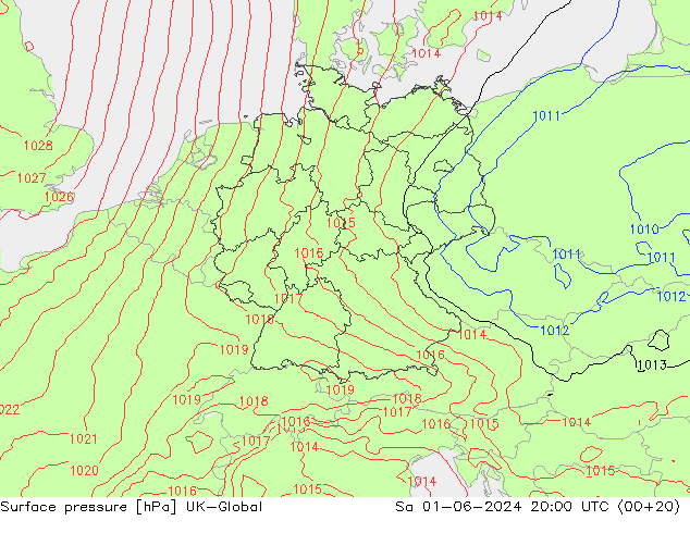 Luchtdruk (Grond) UK-Global za 01.06.2024 20 UTC