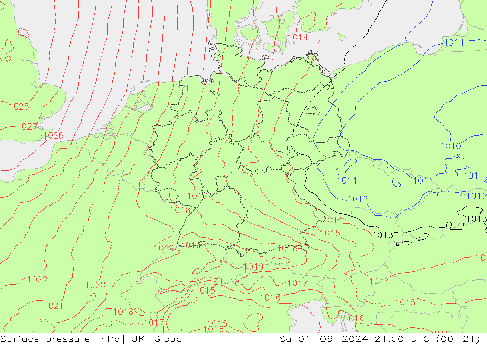 Luchtdruk (Grond) UK-Global za 01.06.2024 21 UTC