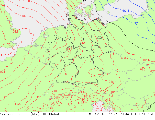 pressão do solo UK-Global Seg 03.06.2024 00 UTC