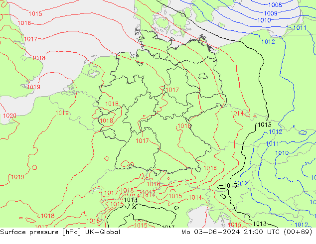 Surface pressure UK-Global Mo 03.06.2024 21 UTC