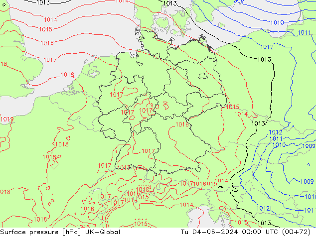 Luchtdruk (Grond) UK-Global di 04.06.2024 00 UTC