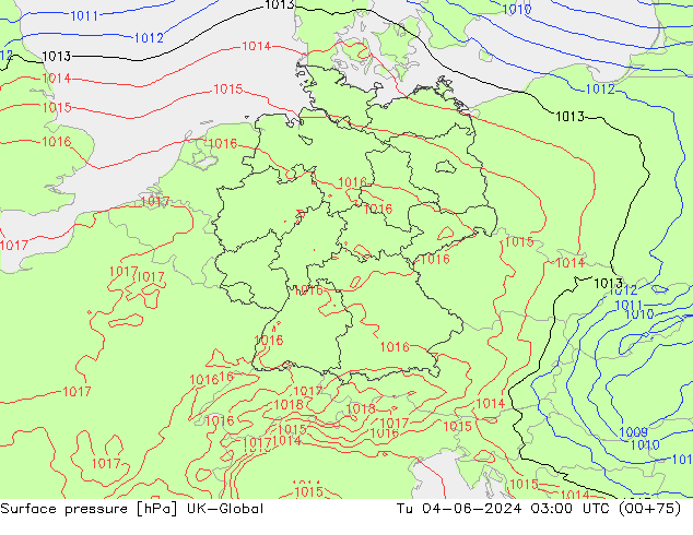 Pressione al suolo UK-Global mar 04.06.2024 03 UTC