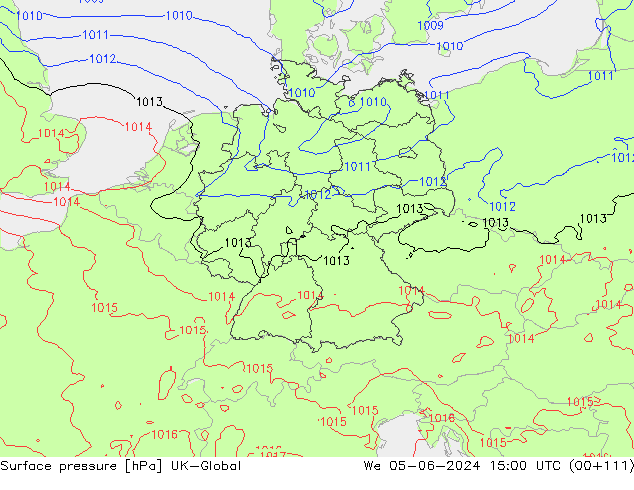 Presión superficial UK-Global mié 05.06.2024 15 UTC