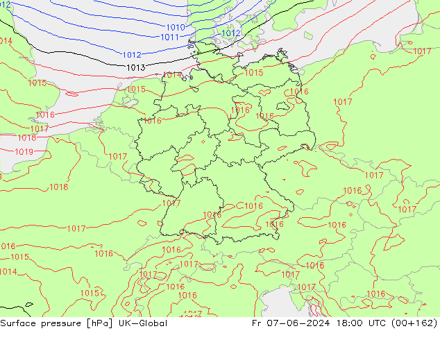 Luchtdruk (Grond) UK-Global vr 07.06.2024 18 UTC