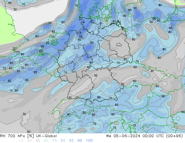 RH 700 hPa UK-Global We 05.06.2024 00 UTC