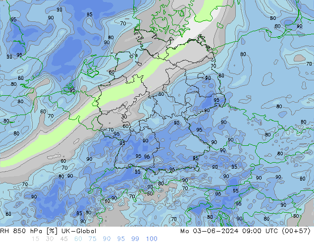 RH 850 hPa UK-Global Mo 03.06.2024 09 UTC
