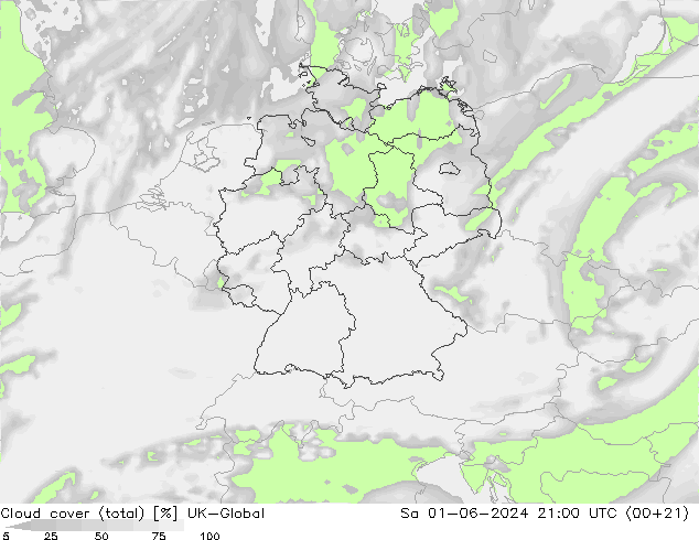 Bewolking (Totaal) UK-Global za 01.06.2024 21 UTC