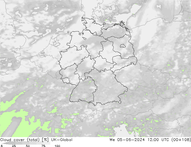 Bulutlar (toplam) UK-Global Çar 05.06.2024 12 UTC