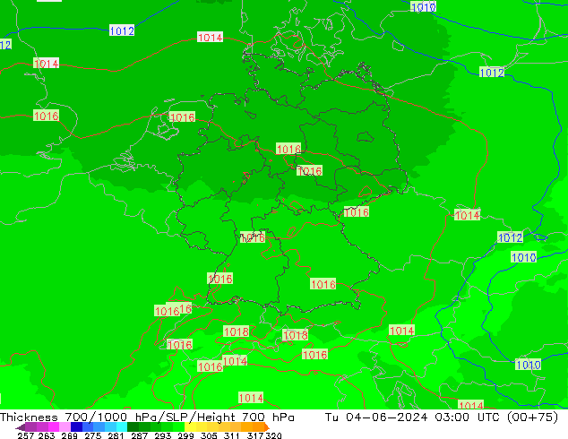Thck 700-1000 hPa UK-Global  04.06.2024 03 UTC