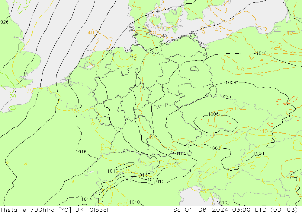 Theta-e 700hPa UK-Global Sáb 01.06.2024 03 UTC