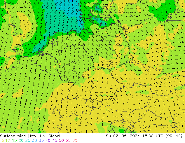 Surface wind UK-Global Su 02.06.2024 18 UTC