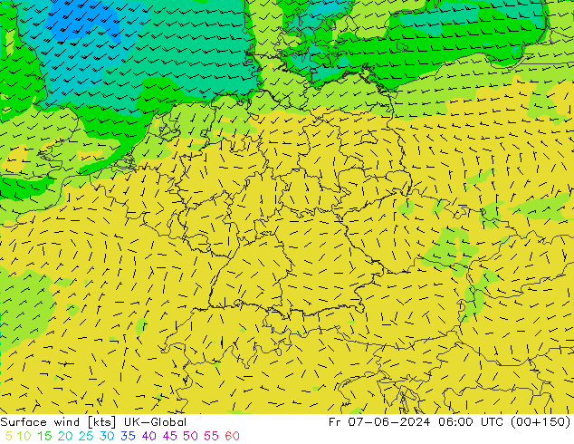 Surface wind UK-Global Fr 07.06.2024 06 UTC