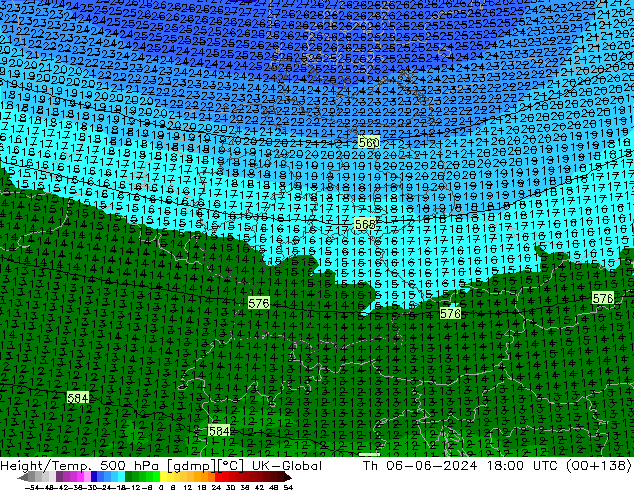 Yükseklik/Sıc. 500 hPa UK-Global Per 06.06.2024 18 UTC