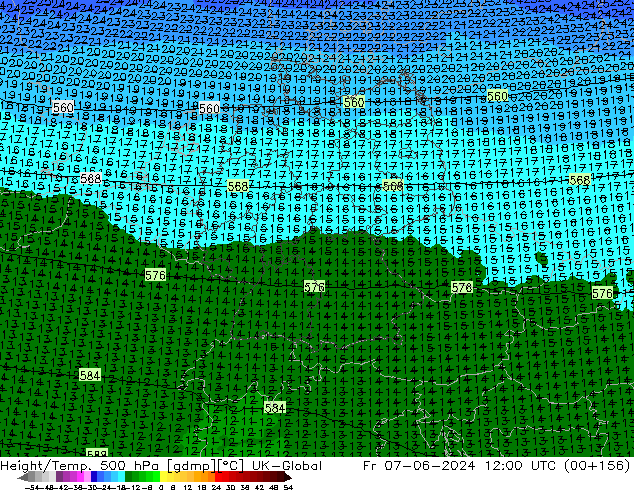 Height/Temp. 500 hPa UK-Global Sex 07.06.2024 12 UTC