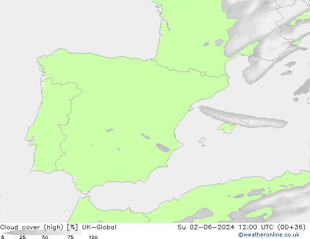 Bewolking (Hoog) UK-Global zo 02.06.2024 12 UTC