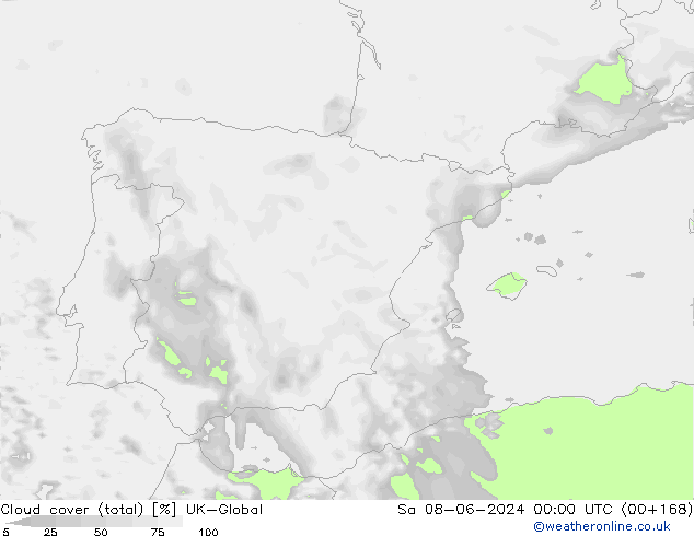 Nuages (total) UK-Global sam 08.06.2024 00 UTC