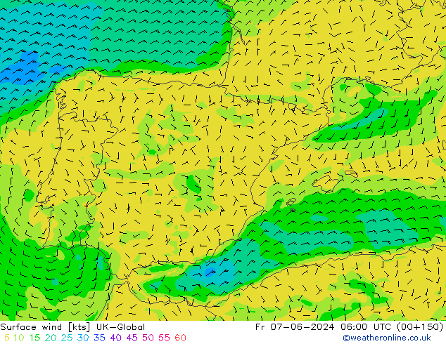 Vento 10 m UK-Global Sex 07.06.2024 06 UTC