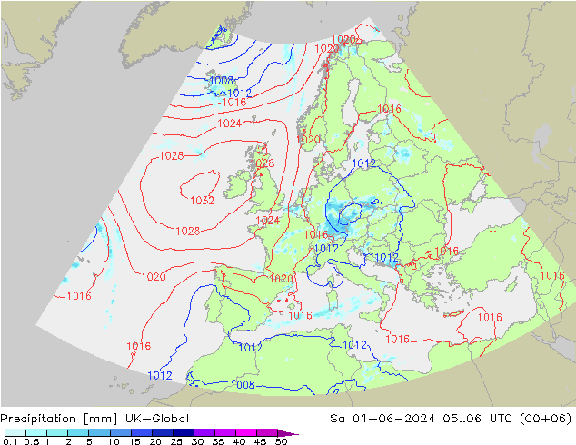 降水 UK-Global 星期六 01.06.2024 06 UTC