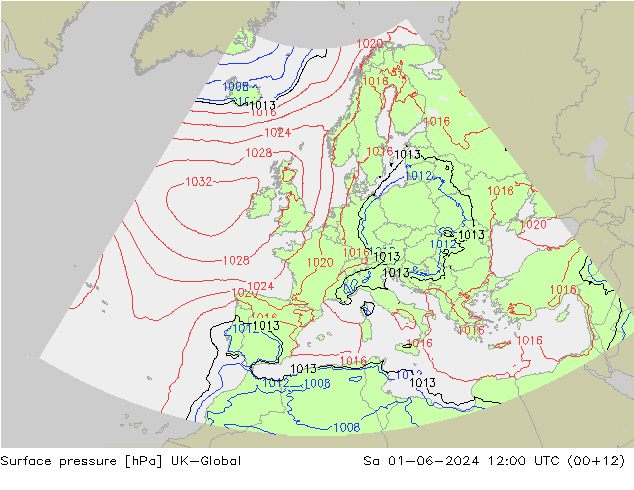 pression de l'air UK-Global sam 01.06.2024 12 UTC