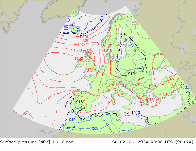 地面气压 UK-Global 星期日 02.06.2024 00 UTC