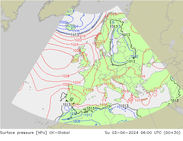 pression de l'air UK-Global dim 02.06.2024 06 UTC