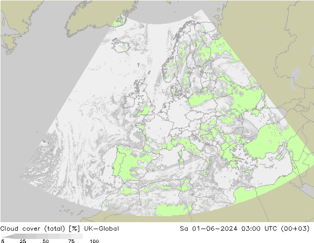 Nubes (total) UK-Global sáb 01.06.2024 03 UTC