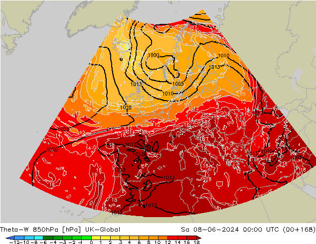 Theta-W 850hPa UK-Global Sa 08.06.2024 00 UTC