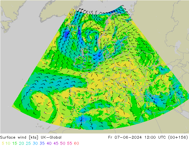 Surface wind UK-Global Pá 07.06.2024 12 UTC