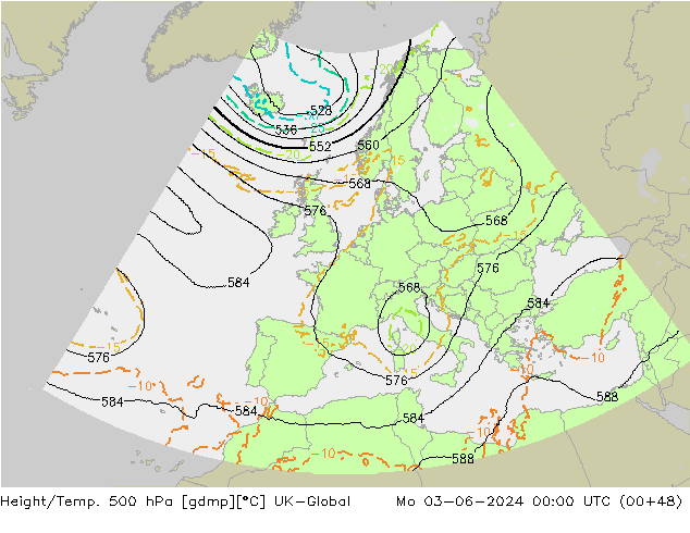 Height/Temp. 500 hPa UK-Global Mo 03.06.2024 00 UTC
