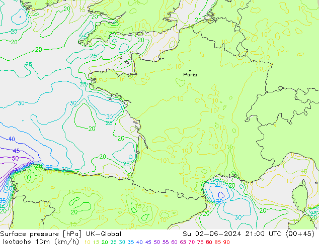 Isotachs (kph) UK-Global Dom 02.06.2024 21 UTC