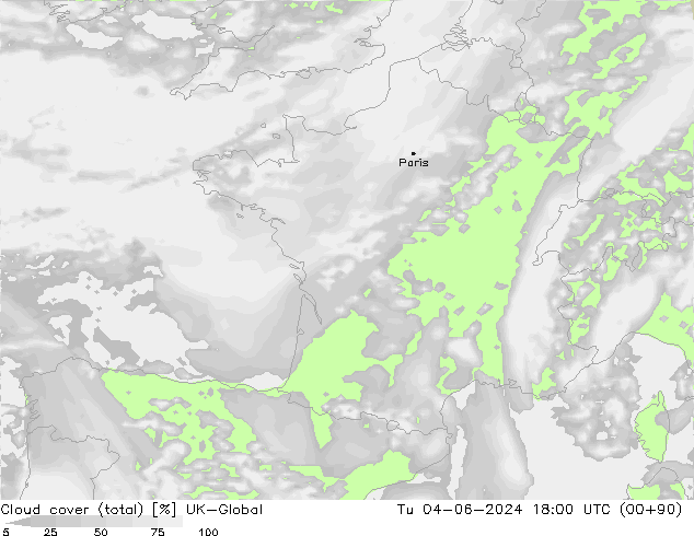 Nuages (total) UK-Global mar 04.06.2024 18 UTC