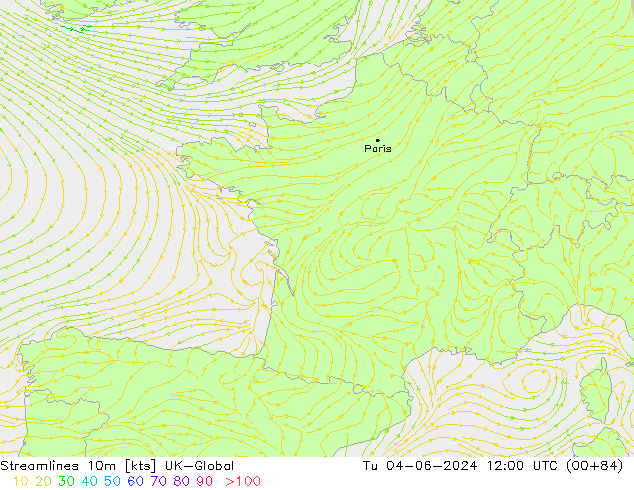 Streamlines 10m UK-Global Tu 04.06.2024 12 UTC