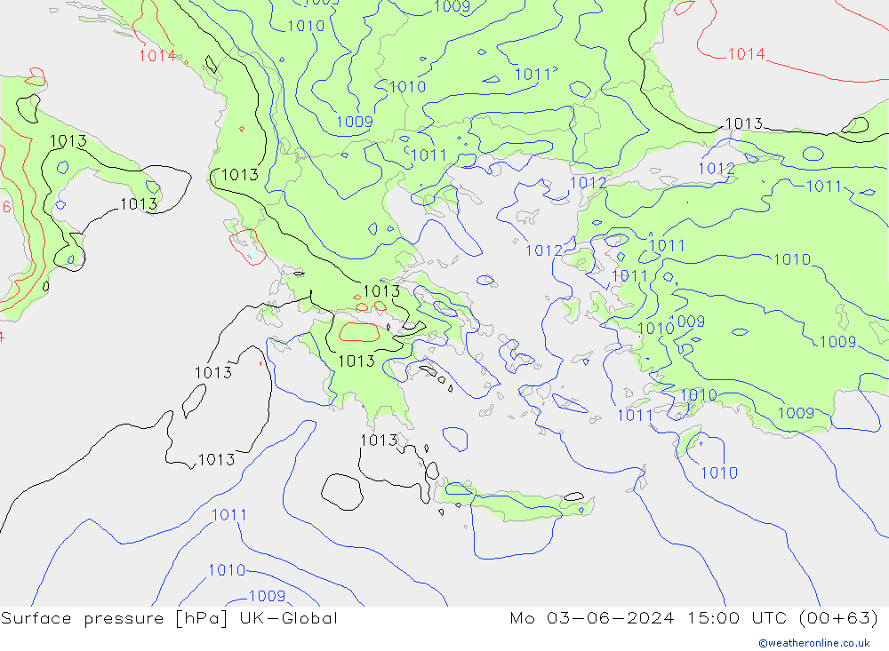 приземное давление UK-Global пн 03.06.2024 15 UTC