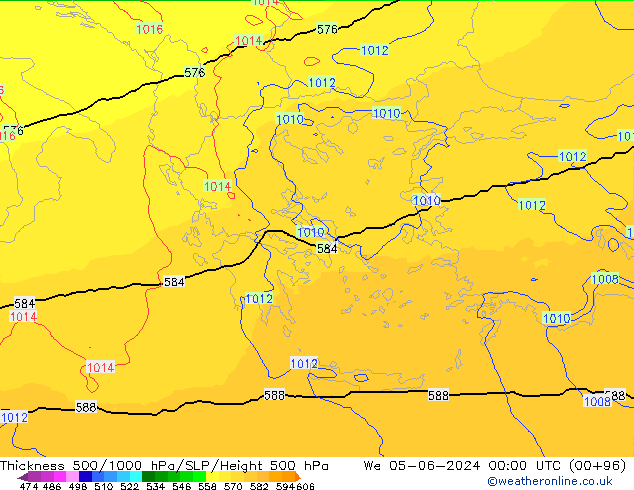 Thck 500-1000hPa UK-Global We 05.06.2024 00 UTC