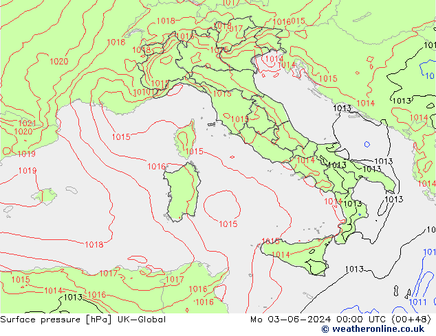 pressão do solo UK-Global Seg 03.06.2024 00 UTC