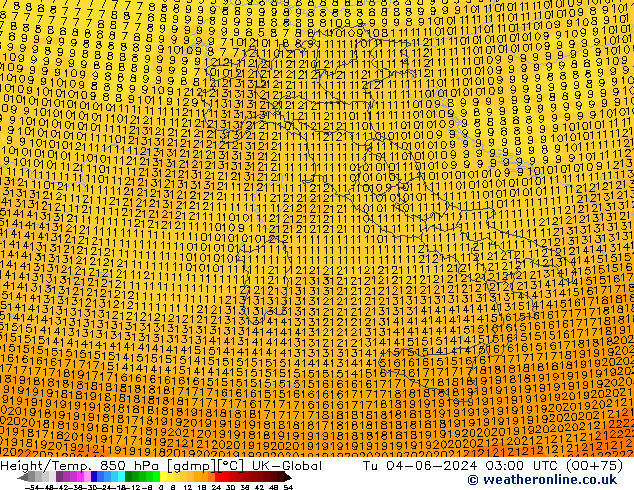 Height/Temp. 850 hPa UK-Global Ter 04.06.2024 03 UTC