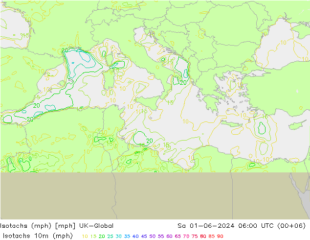 Isotachen (mph) UK-Global za 01.06.2024 06 UTC