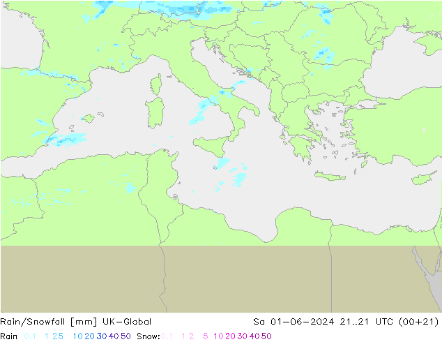 Rain/Snowfall UK-Global sam 01.06.2024 21 UTC