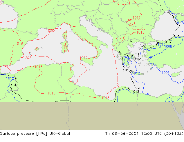 Surface pressure UK-Global Th 06.06.2024 12 UTC