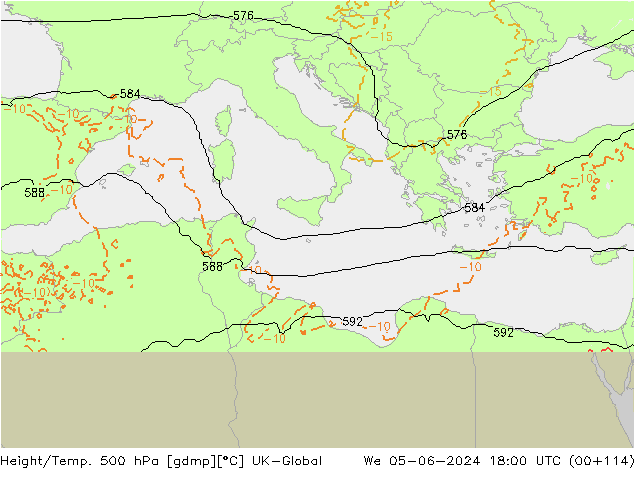 Height/Temp. 500 hPa UK-Global We 05.06.2024 18 UTC