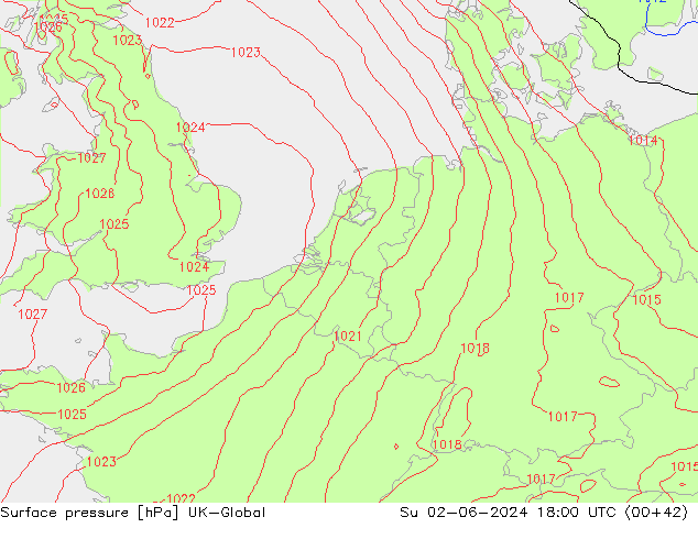 Surface pressure UK-Global Su 02.06.2024 18 UTC
